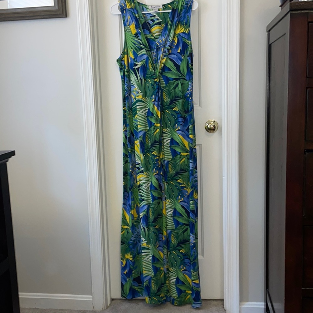 EUC Tommy Bahama maxi dress faux wrap XL gorgeous tropical print